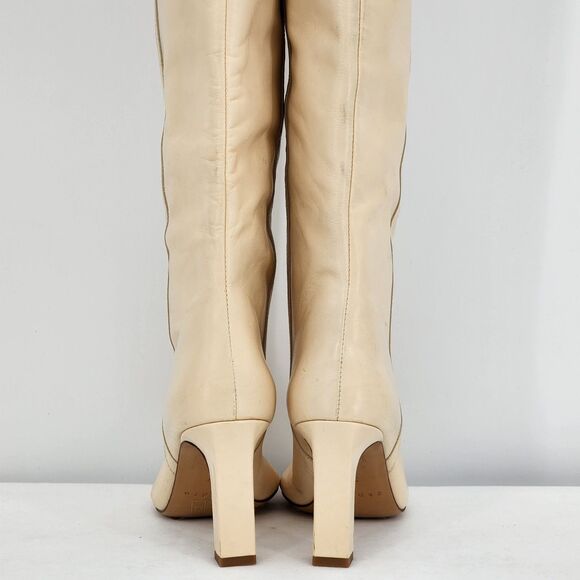 Sandro Jily Smooth Leather Ivory Tall Heeled Boots Size 37 EU NEW - Picture 13 of 16